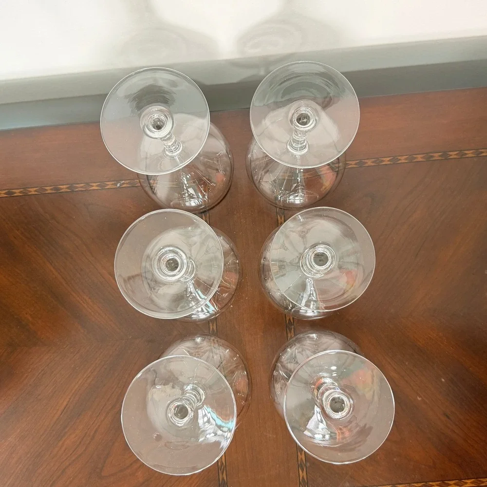 Vintage Silver Rim Coupe Glasses Set of 6 MCM Cocktail Stemware Retro Barware